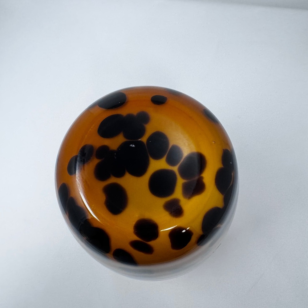 Tortoise Shell Art Glass Vase Amber Black Hand Blown Decorative Cylinder Vessel - Picture 5 of 9